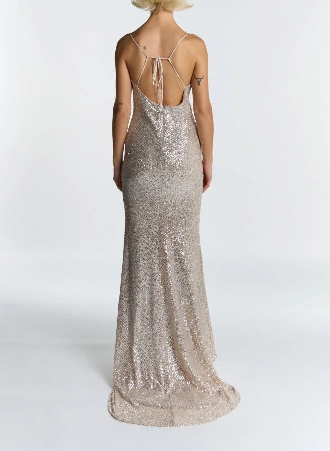 ترو ديكادينس Pippa Cowl Neck Front Split Slip Dress